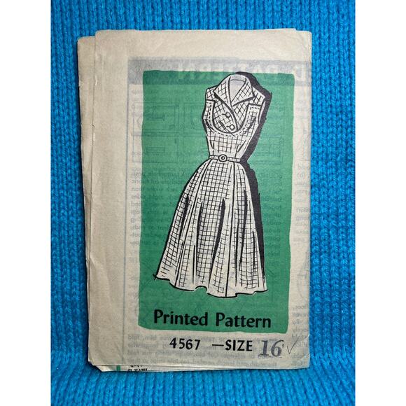 Sewing pattern 4567 shirt dress fit and flare 1950s size 16 - Picture 1 of 5